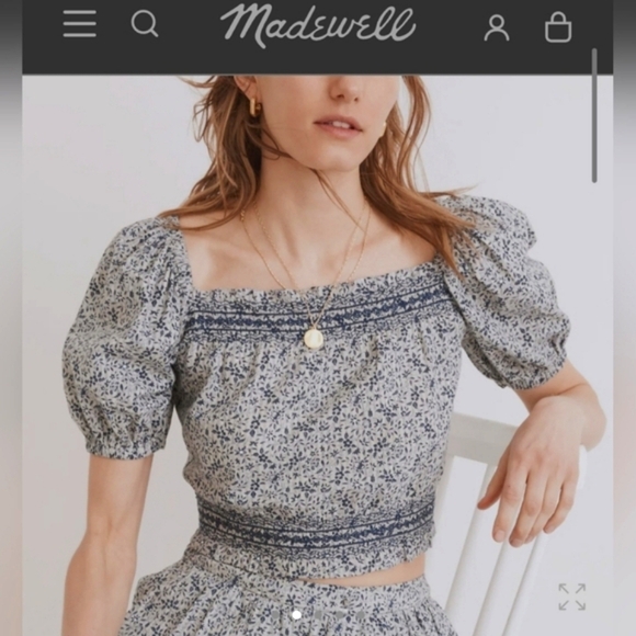 Madewell Tops - Glassware Blue Jeanette Midi Top in Florentine Floral